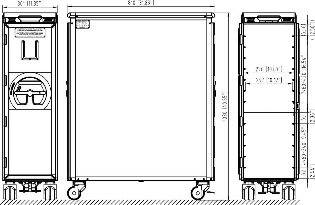 Drawing for M-1 Series Full Size Cart with Dry Ice Trays