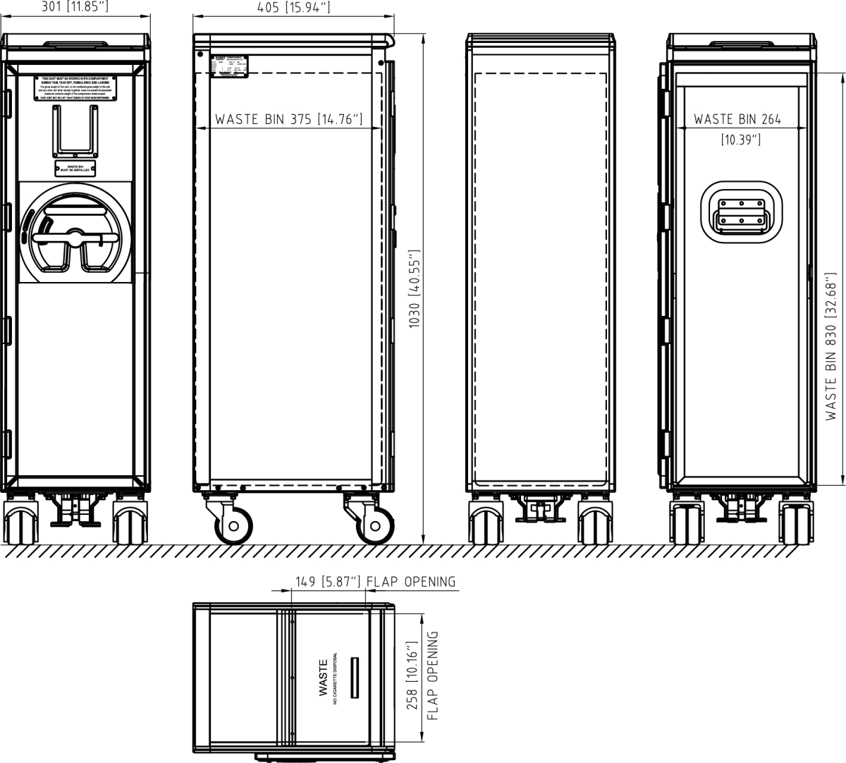 Drawing for M-1 Series HS Waste Cart Top Load