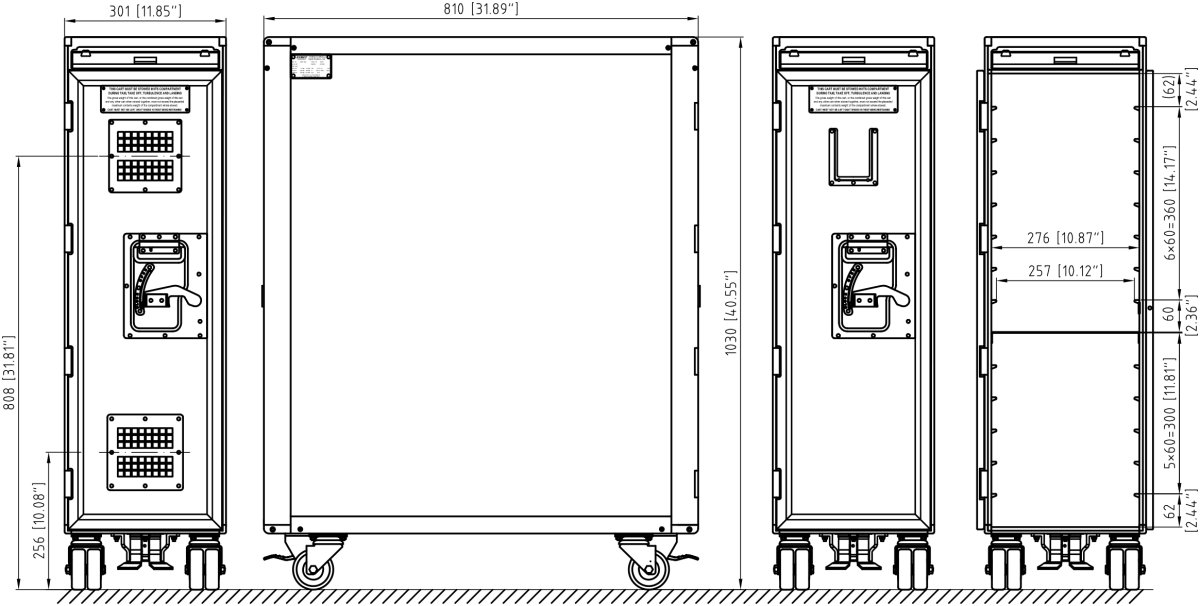 Drawing for Full Size Cart w/ Dry Ice Trays, Air vents